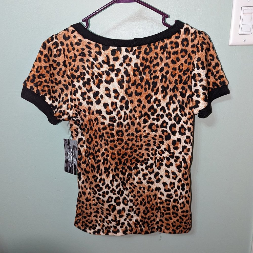 Rock Steady Leopard Print Short Sleeve Sweater